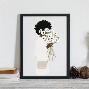 Cuadro con lámina Mujer con Flores
