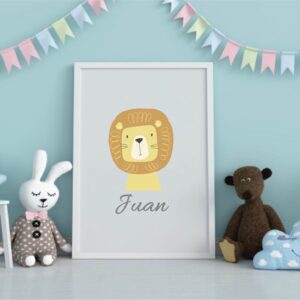 Cuadro Infantil León con nombre
