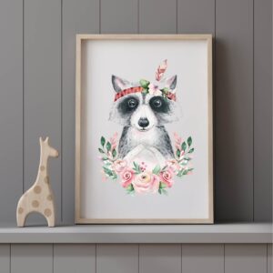 Cuadro Infantil Acuarela Mapache