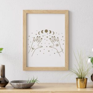 Cuadro con lámina Línea Mística Manos Lunas