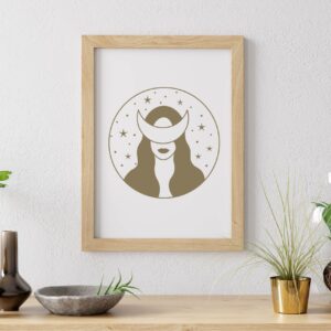 Cuadro con lámina Línea Mística Mujer Luna