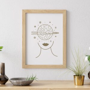 Cuadro con lámina Línea Mística Mujer Planeta
