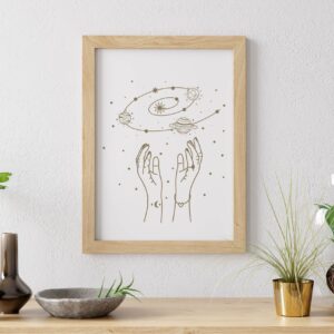 Cuadro con lámina Línea Mística Manos al Universo