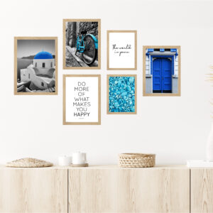 Set 6 Cuadros Irregulares Happy Blue