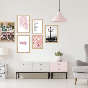 Set 6 Cuadros Irregulares Happy Pink