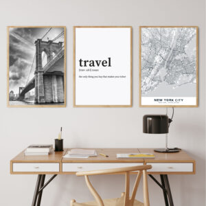 Set Cuadros Travel NY Map