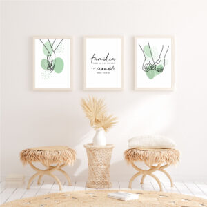 Set Cuadros Familia Hands Green