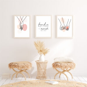 Set Cuadros Familia Hands Pink