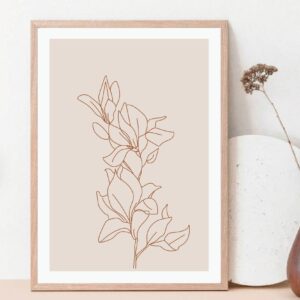 Cuadro con lámina Flores Lineal